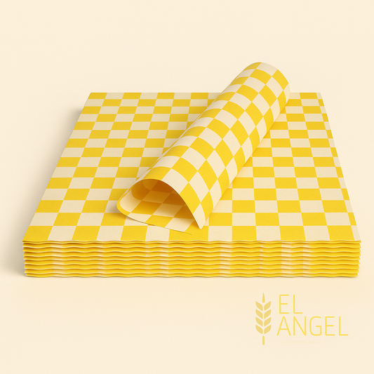 Papel Cuadros Amarillo Grado Alimenticio