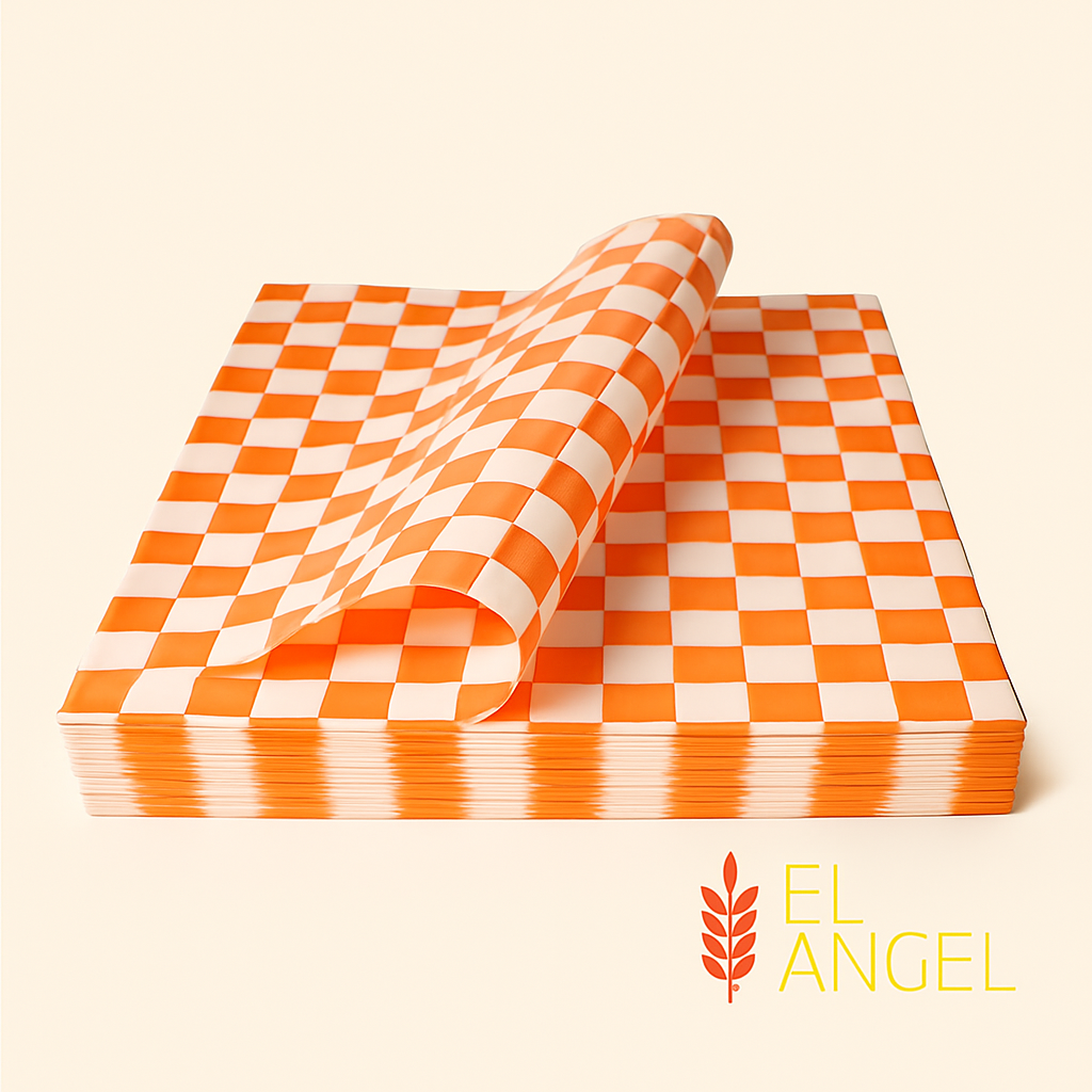 Papel Cuadros Naranja Grado Alimenticio