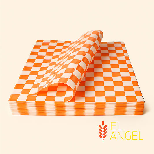 Papel Cuadros Naranja Grado Alimenticio