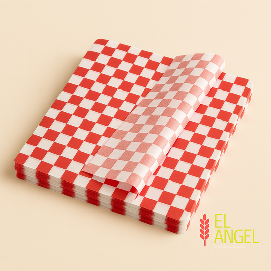 Papel Cuadros Rojo Grado Alimenticio